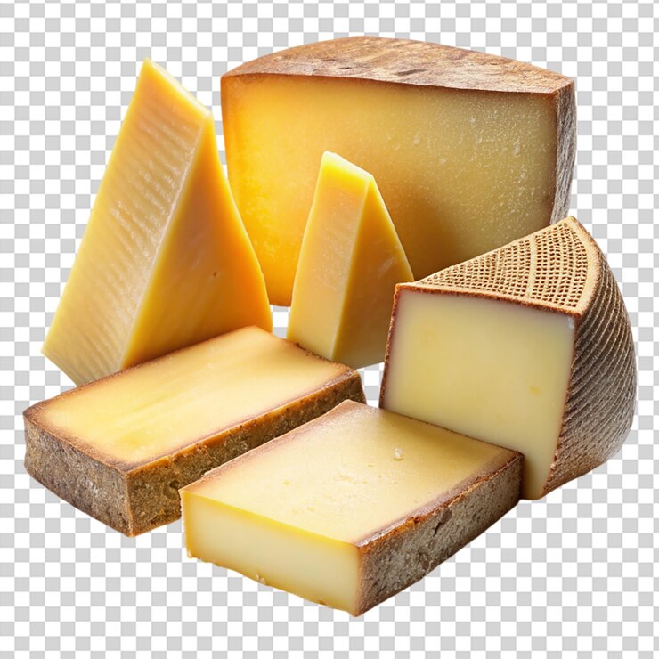PSD una bandeja de madera con rebanadas de queso en un fondo transparente