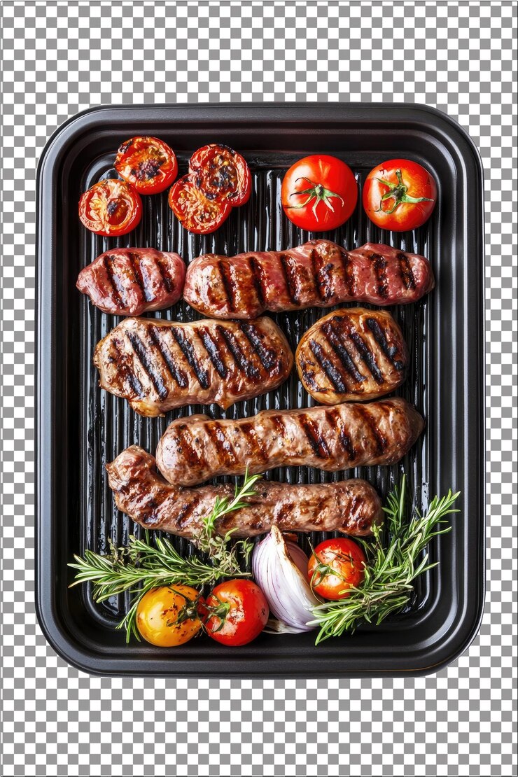 bandeja de parrilla mantiene los artículos más pequeños seguros en la parrilla hiperrealista aislado blanco plano transparente