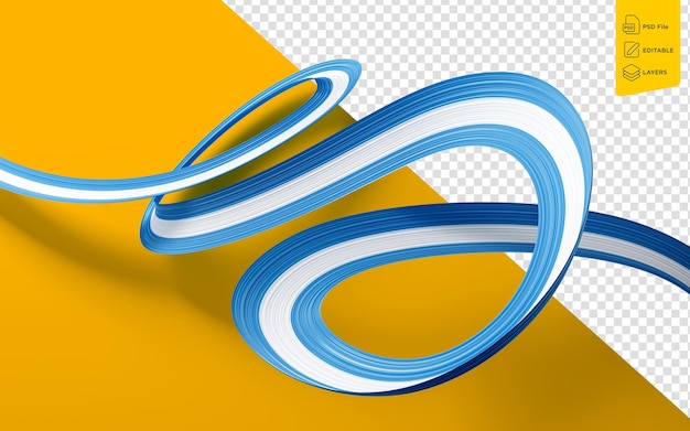 Bandera 3D de Argentina 3D agitando la bandera de la cinta en un fondo aislado Ilustración 3D