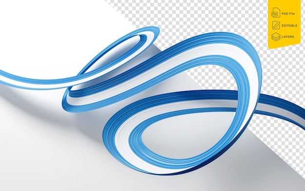 Bandera 3d de argentina bandera de cinta 3d ondeando en un fondo aislado ilustración 3d