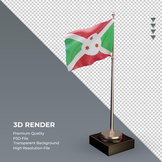 Bandera 3d burundi renderizado vista izquierda