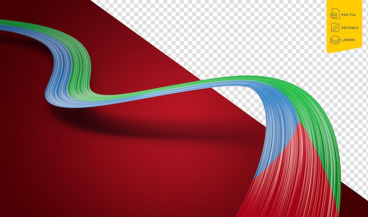 PSD bandera 3d de eritrea 3d cinta ondulada brillante de eritrea aislada sobre fondo rojo ilustración 3d