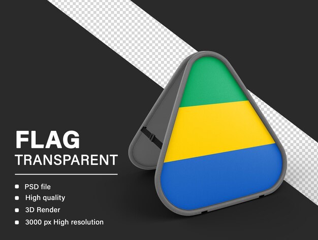 Bandera 3D de Gabón aislada sobre un fondo transparente
