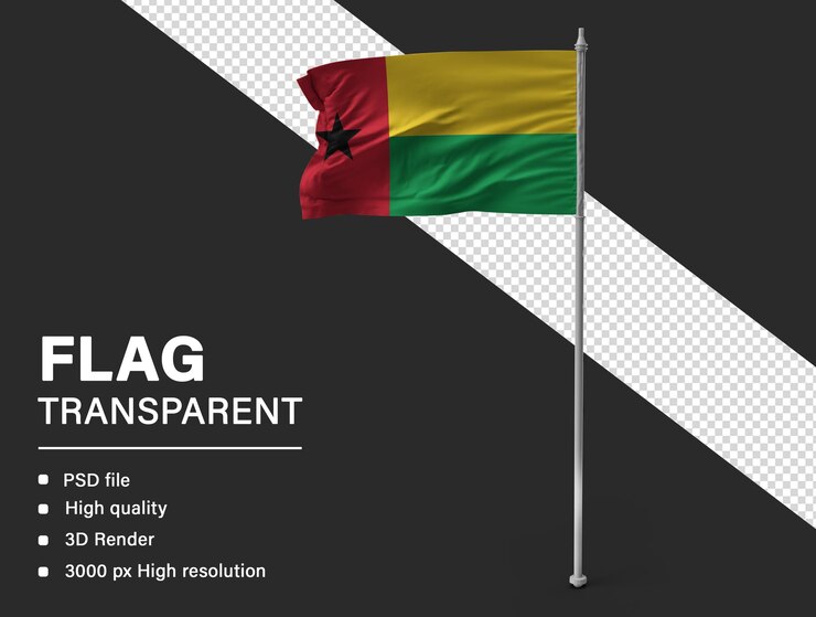 PSD bandera 3d de guinea-bissau aislada sobre un fondo transparente