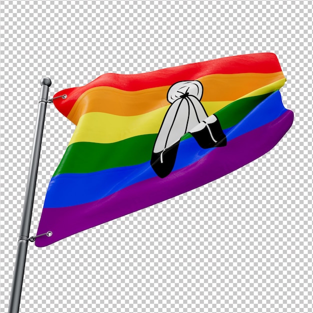 Bandera 3D del orgullo de los Dos Espíritus con fondo transparente