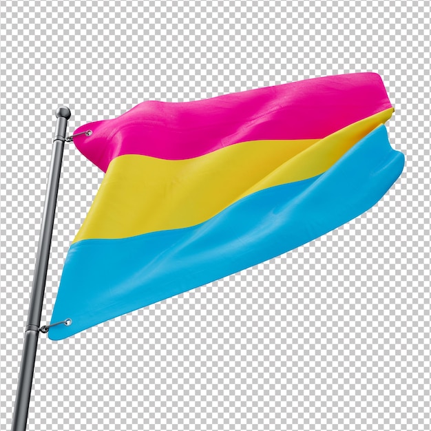 Bandera 3d del orgullo pansexual con fondo transparente