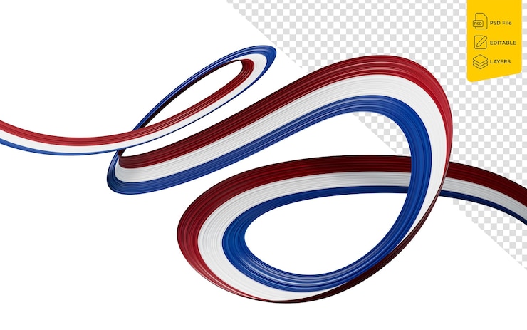PSD bandera 3d del país de los países bajos 3d que agita la bandera de la cinta de los países bajos sobre fondo blanco ilustración 3d