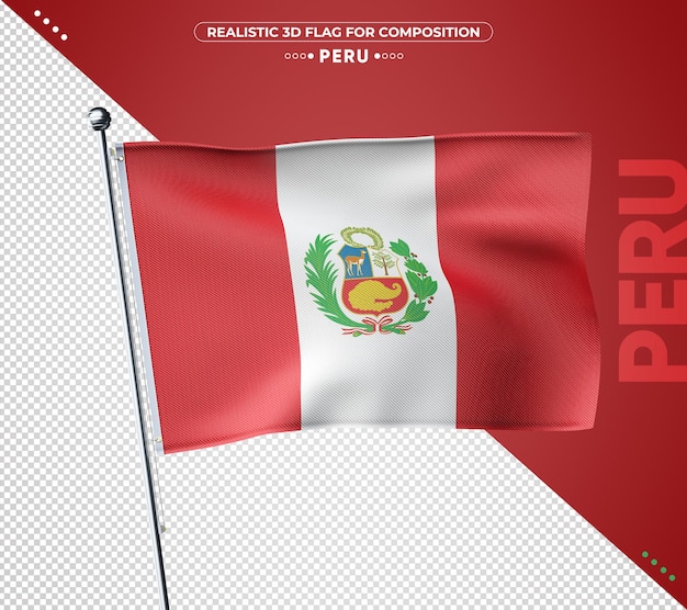 PSD bandera 3d de perú con textura realista