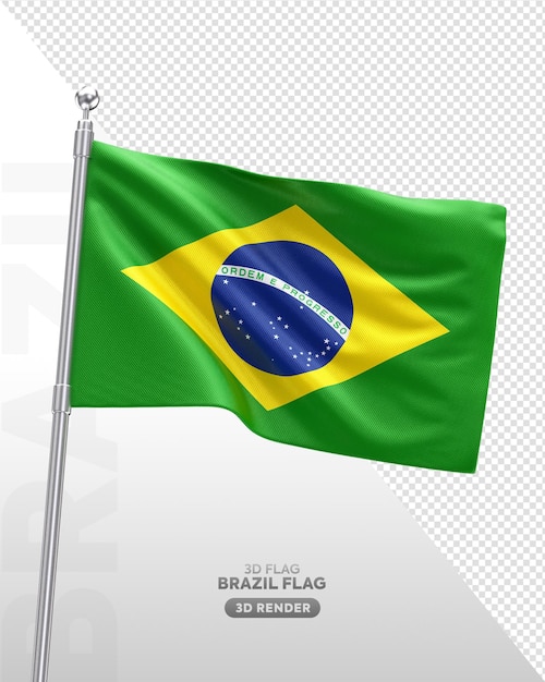 PSD bandera 3d realista de brasil