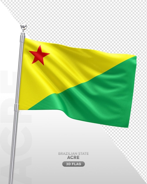 Bandera 3D realista del estado brasileño de Acre