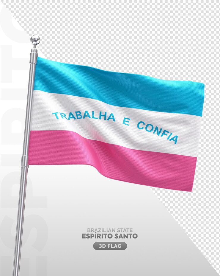 PSD bandera 3d realista del estado brasileño de espirito santo