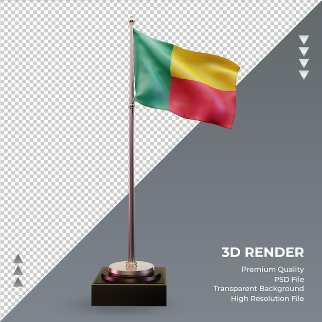 Bandera 3d renderizado de benin vista frontal