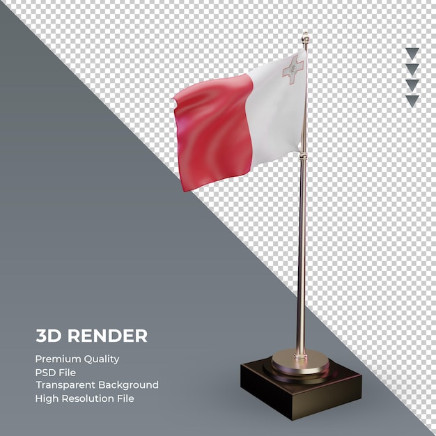 PSD bandera 3d representación de malta vista izquierda