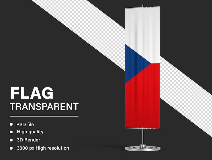 PSD bandera 3d de la república checa aislada sobre un fondo transparente