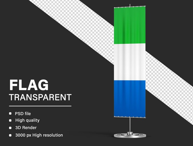 PSD bandera 3d de sierra leona aislada sobre un fondo transparente