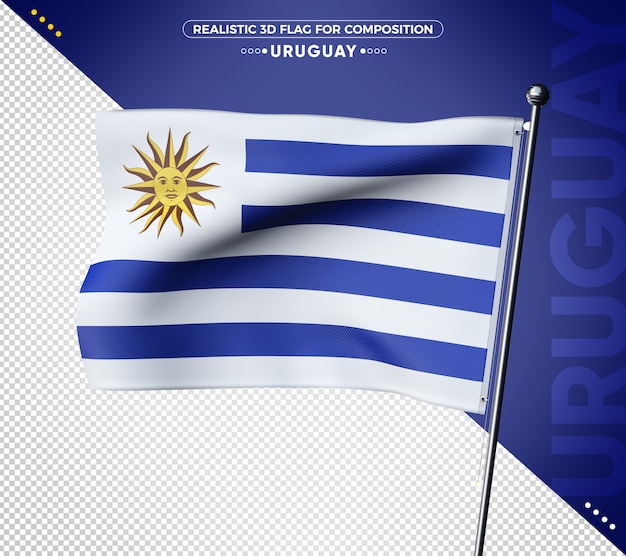 PSD bandera 3d de uruguay con textura realista