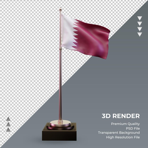 Bandera 3D vista frontal de representación de Qatar