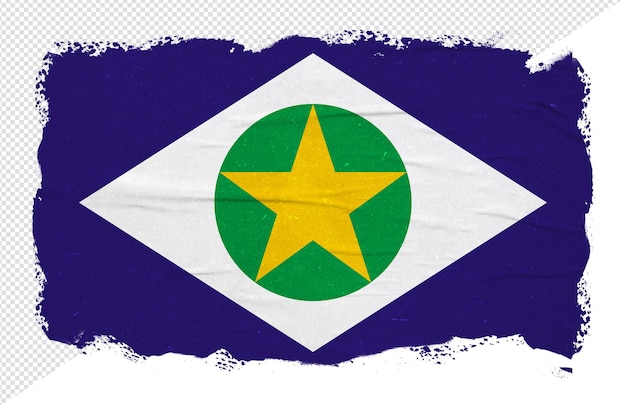 Bandera abstracta del estado brasileño de mato grosso con efecto de trazo de pincel de tinta