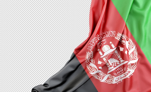 PSD bandera de afganistán con espacio vacío en la izquierda renderización 3d aislada