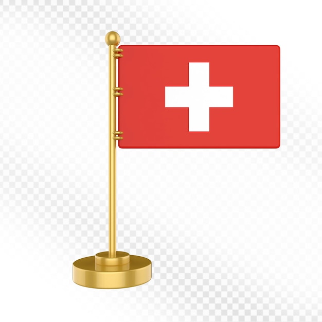 Bandera albanesa en un soporte de oro Una representación en 3D