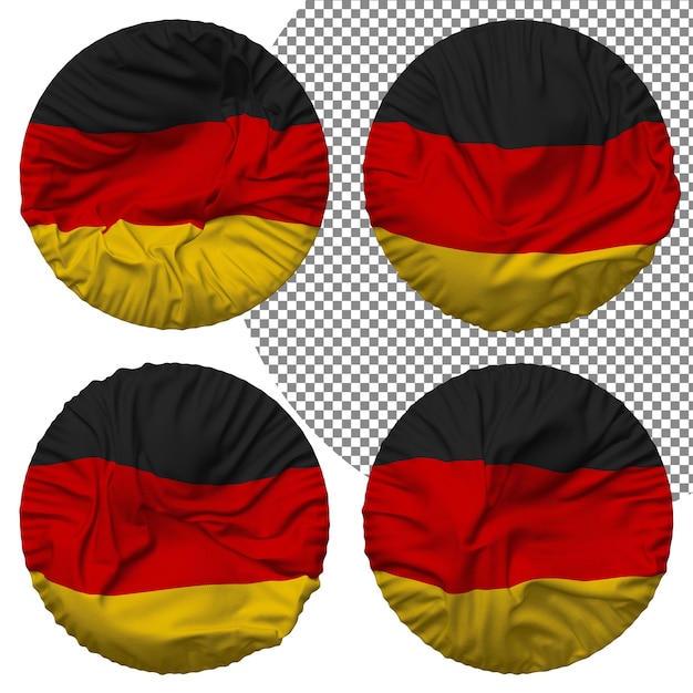 Bandera De Alemania Forma Redonda Aislada Diferentes Estilos De Ondulación Textura De Protuberancia Representación 3D