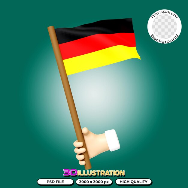 PSD bandera de alemania representación 3d sobre fondo transparente