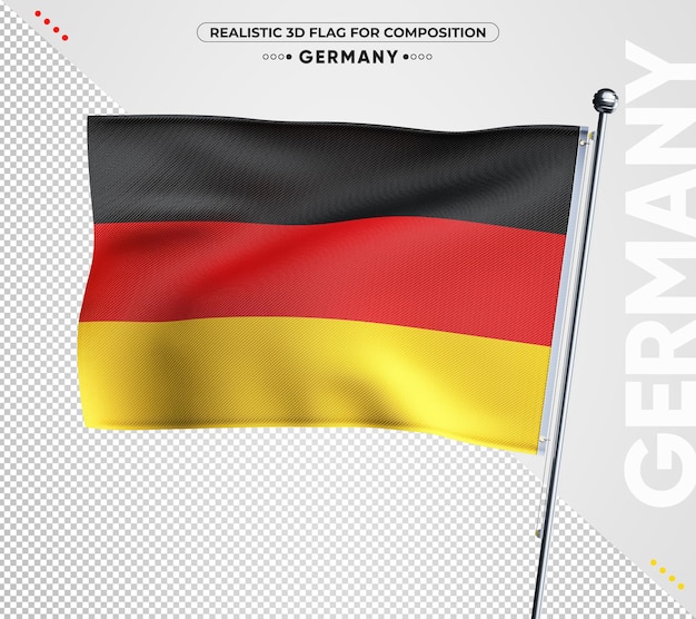 PSD bandera de alemania con textura 3d para composición aislada