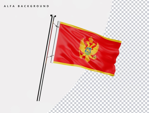 Bandera de alta calidad de montenegro en render 3d realista