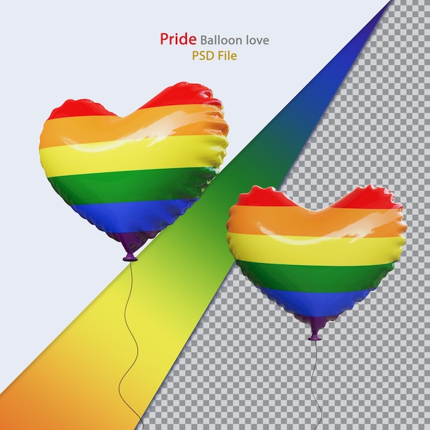 PSD bandera de amor de globo de orgullo realista