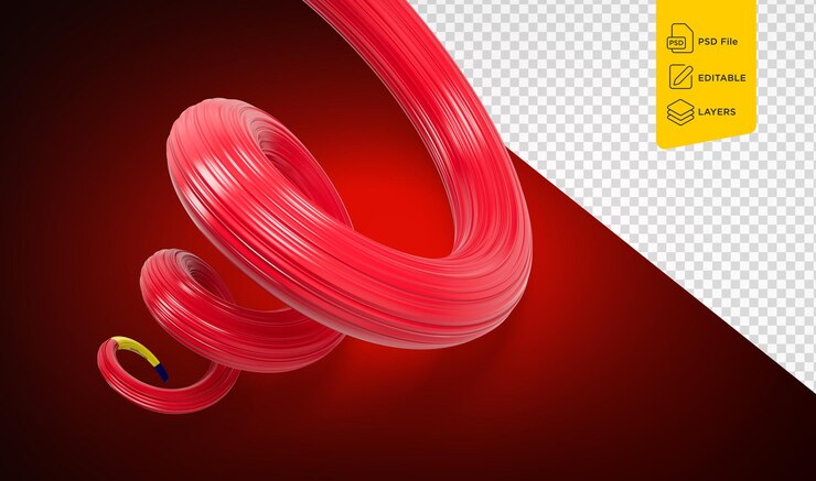 PSD bandera de andorra cinta en espiral cinta retorcida bandera aislada en fondo rojo ilustración en 3d