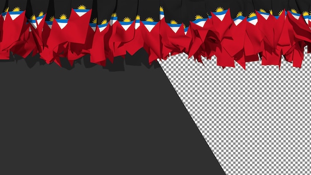 Bandera de Antigua y Barbuda Diferentes formas de rayas de tela colgando de la representación 3D superior