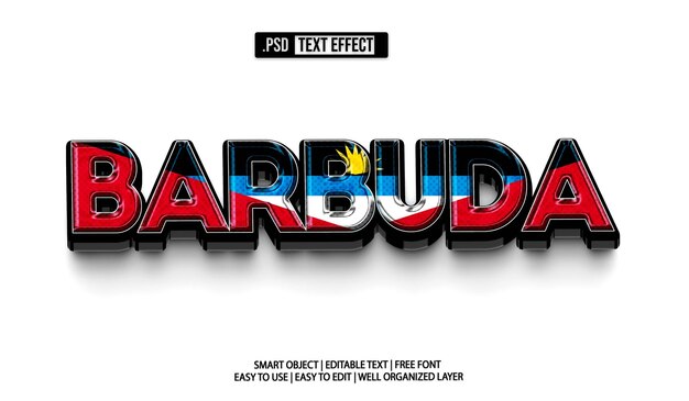 La bandera de Antigua y Barbuda es una plantilla PSD de efectos de texto editables.