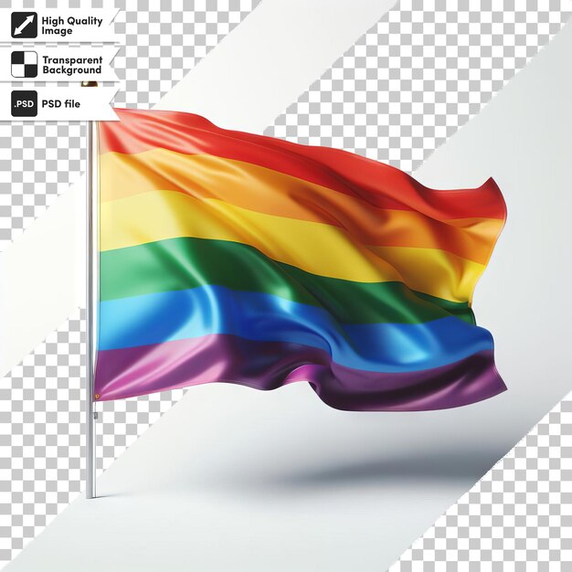 PSD una bandera de arco iris está en un fondo blanco con una imagen de una bandera de arcángel