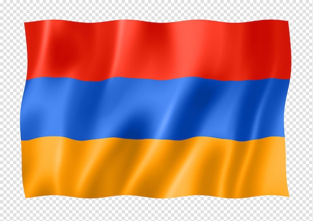 Bandera Armenia aislada en blanco