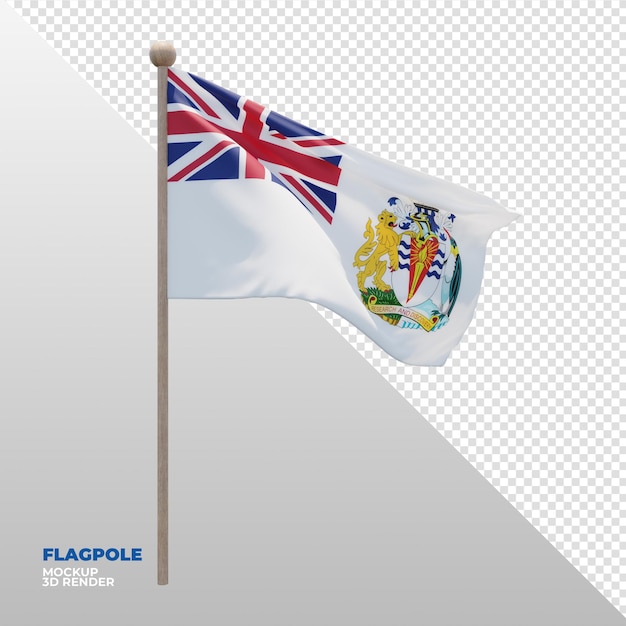 Bandera de asta de bandera con textura 3d realista del Territorio Antártico Británico