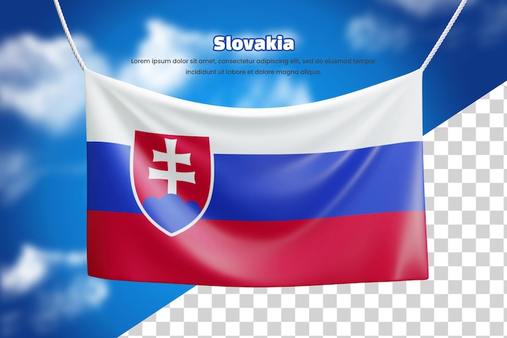 PSD bandera de bandera 3d de eslovaquia o bandera de bandera ondeante de eslovaquia 3d