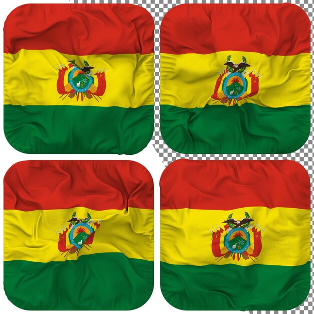 PSD bandera de bolivia forma de escudero aislada diferentes estilos de ondulación textura de protuberancia representación 3d