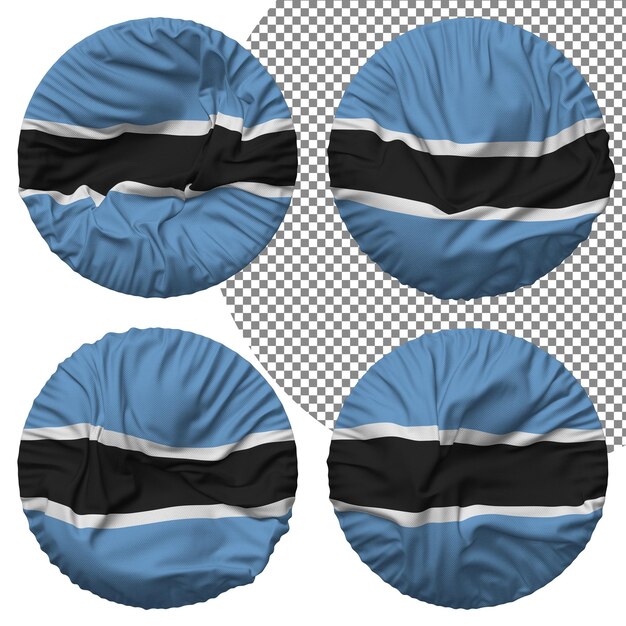 Bandera De Botswana Forma Redonda Aislada Diferentes Estilos De Ondulación Textura De Protuberancia Representación 3D