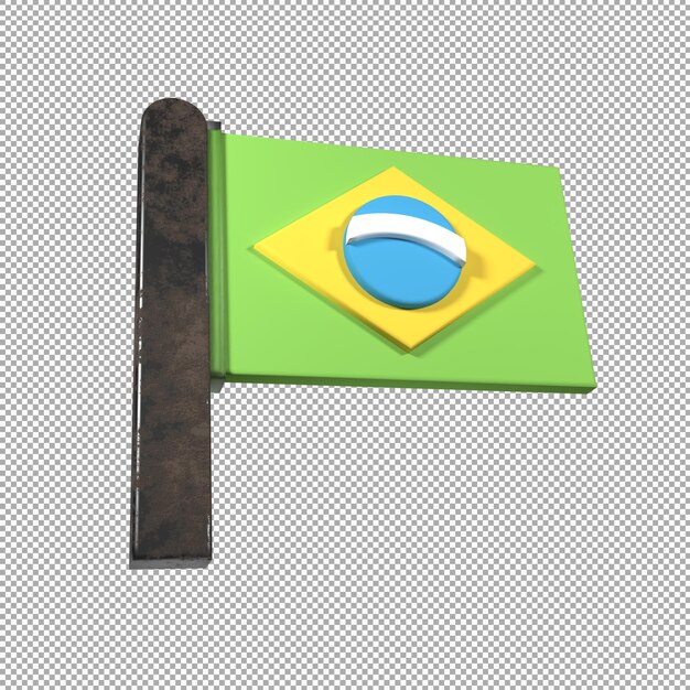 Bandera, de, brasil, 3d, render, bandera, icono, aislado