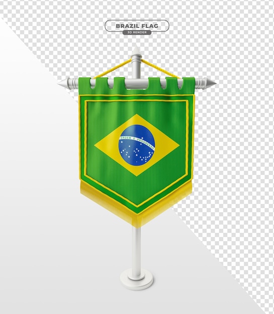 Bandera de brasil en formato de banderines en 3d renderizado realista