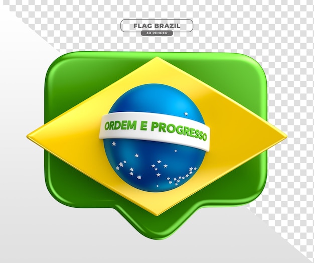 PSD bandera de brasil en formato de icono similar en renderizado 3d realista