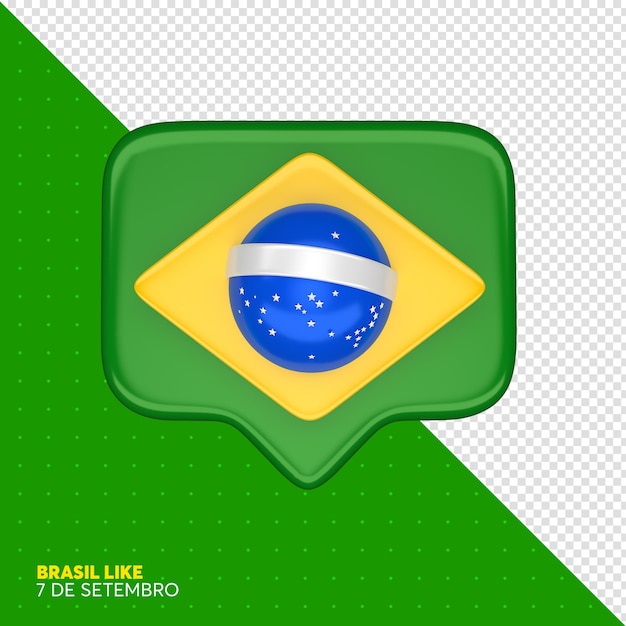 Bandera de brasil en formato de icono similar en renderizado 3d realista