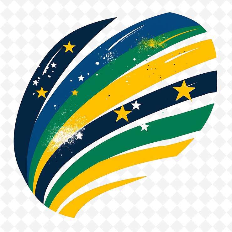 PSD bandera brasileña con icono nacional bandera con verde amarillo azul diseños creativos de íconos de la cultura brasileña