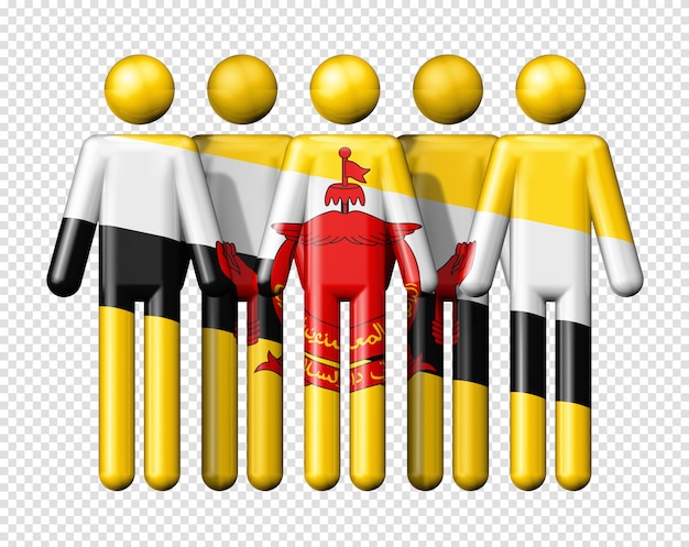 Bandera de brunei en figuras de palo