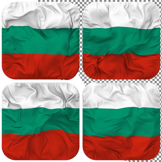 Bandera de bulgaria forma de escudero aislada diferentes estilos de ondulación textura de protuberancia representación 3d