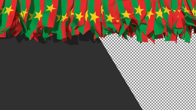 PSD bandera de burkina faso diferentes formas de rayas de tela colgando de la representación 3d superior