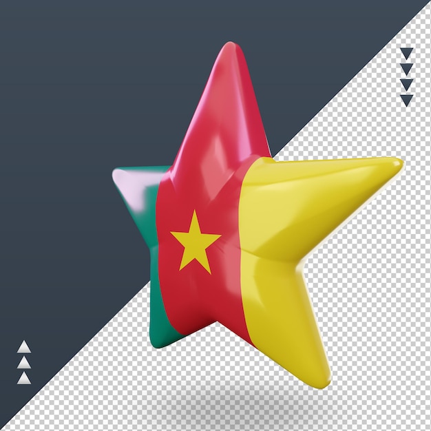 Bandera de camerún estrella 3d renderizado vista derecha