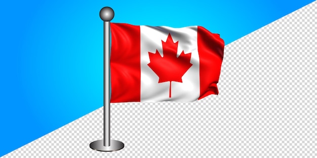 PSD bandera de canadá 3d con fondo transparente
