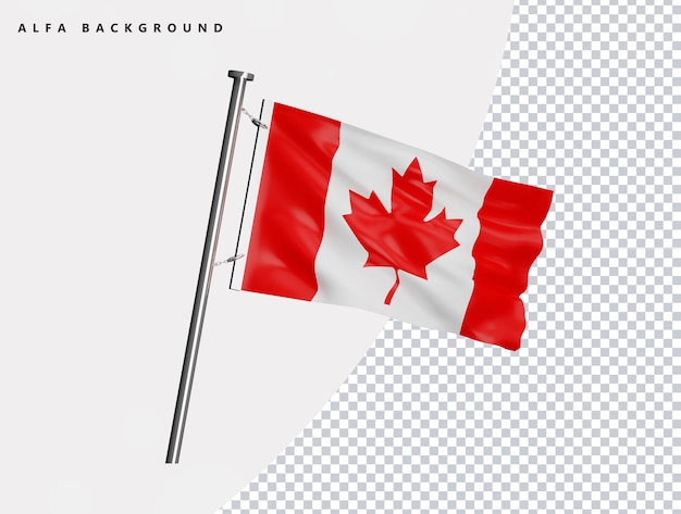 Bandera de Canadá de alta calidad en render 3d realista