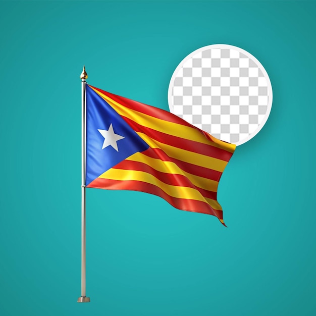 PSD la bandera de cataluña ondeando aislada sobre un fondo blanco transparente